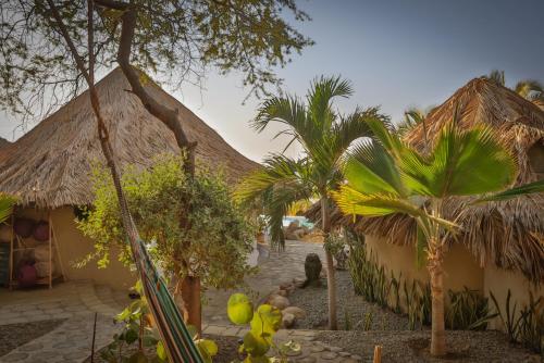 a resort with palm trees and a building at Soleil Bungalows in Los Órganos