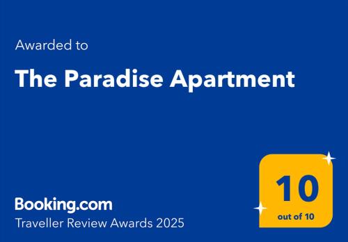Certifikát, ocenenie alebo iný dokument vystavený v ubytovaní The Paradise Apartment