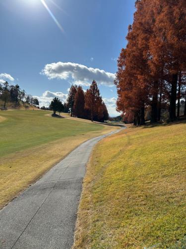 a road in the middle of a field with trees at Airportside Chillhouse in Toyonaka