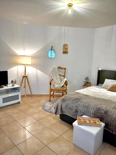 Televisyen dan/atau pusat hiburan di Appartement L Escale à Tillé