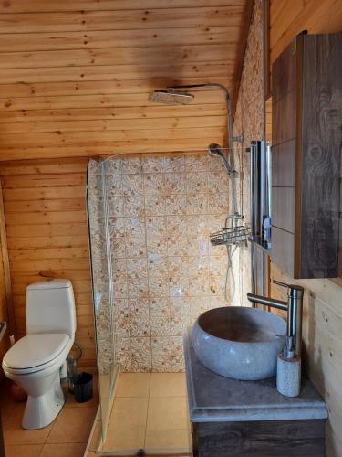 Koupelna v ubytování Cottage Banoja