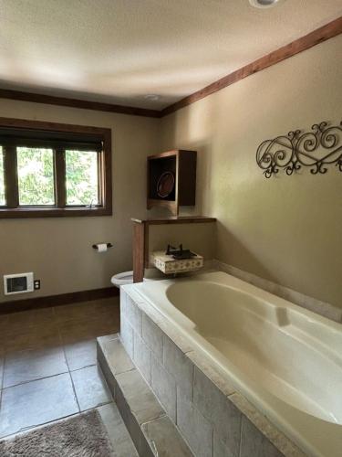 a large bathroom with a large tub in a room at Mountain Modern 4 Bedroom Cabin on Hiking Trails in Fairplay