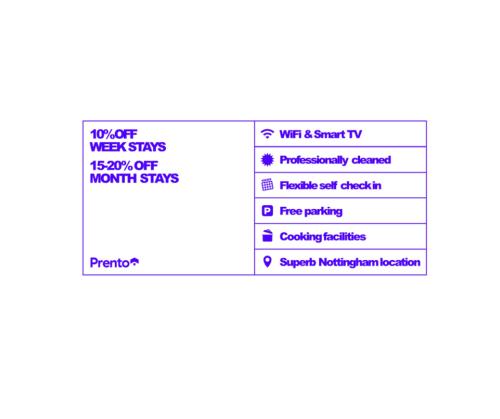 a screenshot of a cell phone screen with a text box at Stylish 3 Bedroom Home - Spacious - Beautifully Presented - Flex Check-in - Free Parking in Nottingham