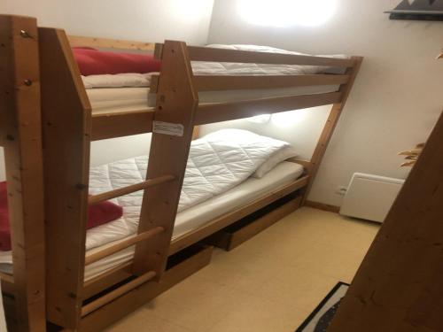 quelques lits superposés dans une chambre dans l'établissement Flat in Termignon near Ski Slopes, à Val Cenis