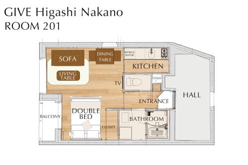 Pelan lantai bagi GIVE Higashi Nakano
