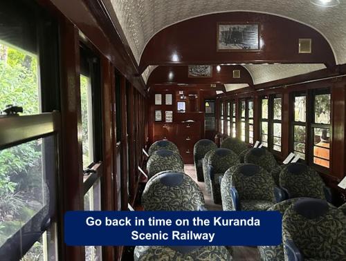 go back in time on the kumano scenic railway at Cairns Penthouse - Private Rooftop Outdoor Gym, Spa & TV Area with Sunset & Mountain Views in Cairns