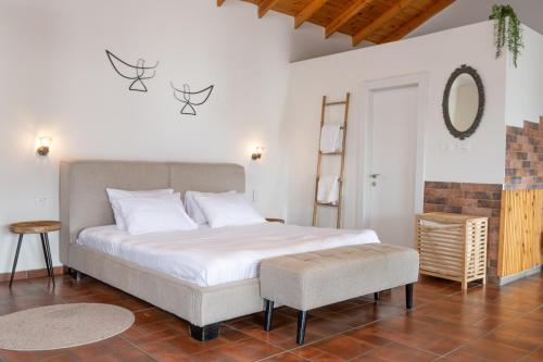 a bedroom with a large bed and a mirror at עיינות ספיר - Einot Sapir in Sappir