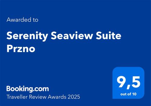 Certifikát, hodnocení, plakát nebo jiný dokument vystavený v ubytování Serenity Seaview Suite Przno