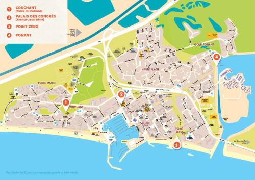 une carte d'une ville avec ses attractions dans l'établissement Port & Plage - Studio avec Parking, à La Grande Motte