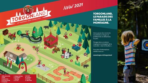a brochure for a playground at a park at L'écrin de Torgon aux Portes du Soleil in Torgon