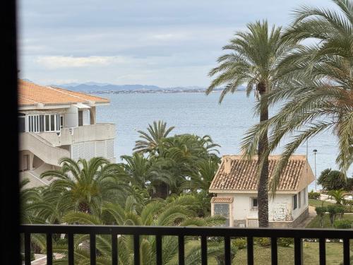 a view from a balcony of a house and a palm tree at Marco Polo by Alina365 in La Manga del Mar Menor