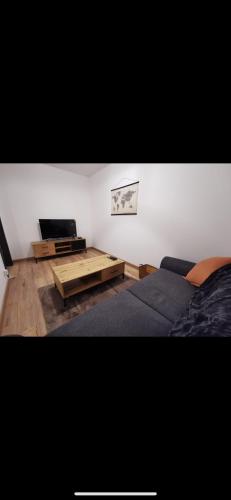 un salon avec un canapé et une table basse dans l'établissement Appartement 4 personne, à Fraize
