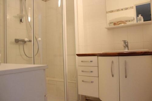 une salle de bain avec douche et lavabo dans l'établissement Appt 2 pièces LA ROCHELLE - LR180-055, à La Rochelle