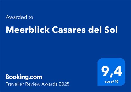 Certifikát, hodnocení, plakát nebo jiný dokument vystavený v ubytování Meerblick Casares del Sol