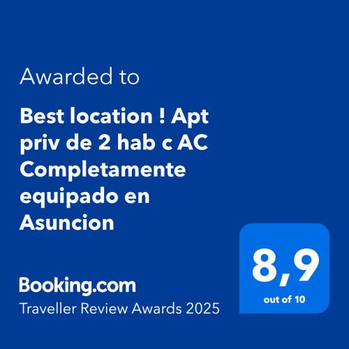a screenshot of a cell phone with the text upgraded to best location apple rip at Best location ! Apt privado 2 hab con AC Completamente equipado en Asuncion in Asuncion