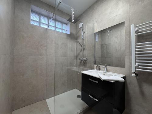 une salle de bain avec un lavabo et une douche dans l'établissement Le Tempo - 7 pers - Circuit - Rêve au Mans, au Mans