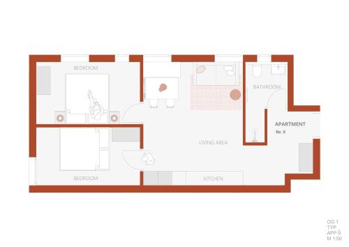 a floor plan of a house at Lebe`schlitters - Das Ferienapartmenthaus im Zillertal in Schlitters