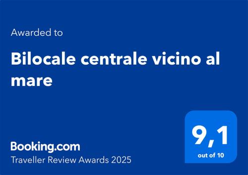 a blue rectangle with the text awarded to biloela centricvia amc at Bilocale centrale vicino al mare in Agropoli