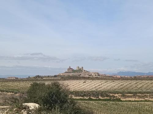 a large building on a hill in a field at Apartamento San Pelayo in San Vicente de la Sonsierra