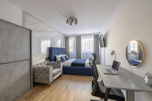 Postel nebo postele na pokoji v ubytování EA- Design Apartment nähe Hauptplatz