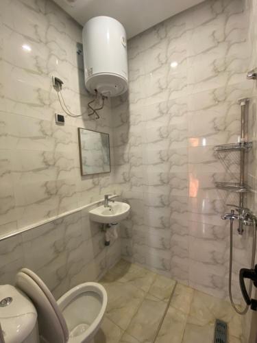 a bathroom with a toilet and a sink at Auberge Famille Benmoro in Skoura