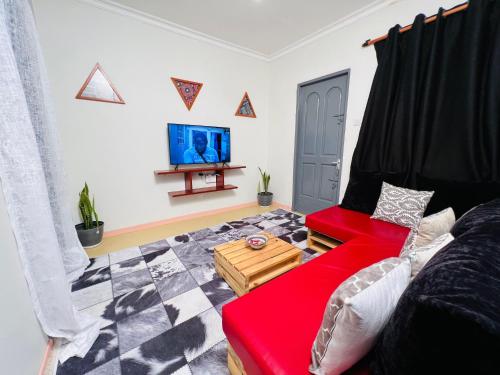 Postel nebo postele na pokoji v ubytování Man-Cave