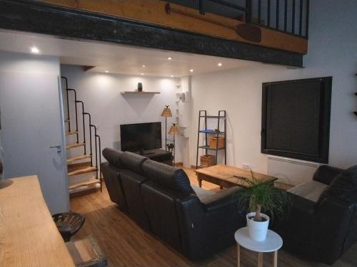 TV a/nebo společenská místnost v ubytování Loft entier de la Cancette