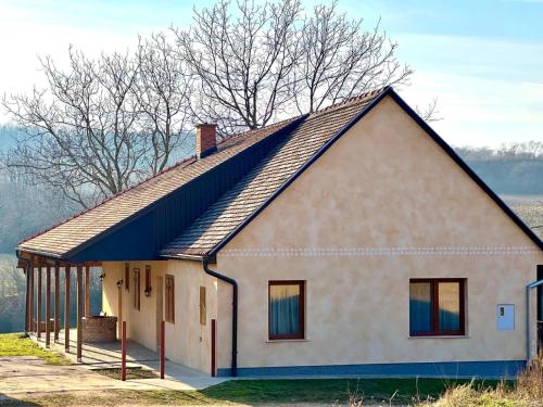 a house with a large gambrel roof on top of it at Kuća za odmor u prirodi Ivana in Ilok