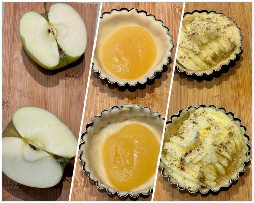 a group of four pictures of apple muffins at HARITZAGA chambre d'hôte terrasse & jardin privé in Biarritz