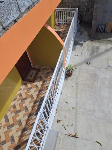 an overhead view of a building with a staircase at 8TN Cozy Apartments in Pointe Michel