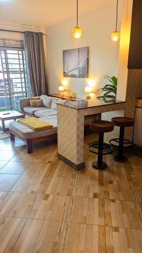 Giường trong phòng chung tại Apartment5