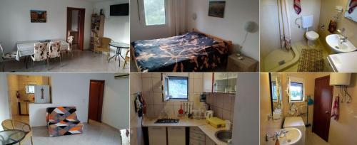 un collage de quatre photos d'une pièce dans l'établissement Villa Lavanda, à Sutomore