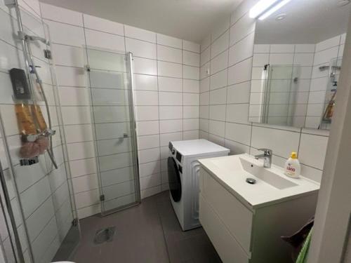 Ένα μπάνιο στο Bjørvika Studio Apartment
