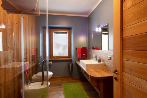 un bagno con lavandino e WC di Agriturismo Gli Elfi ad Aosta