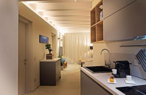 a kitchen with a sink and a counter top at Lamasu RioVerde - Lago di Garda in San Felice del Benaco