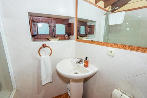 a bathroom with a sink and a mirror at Casa de Ligueria in Ligüeria