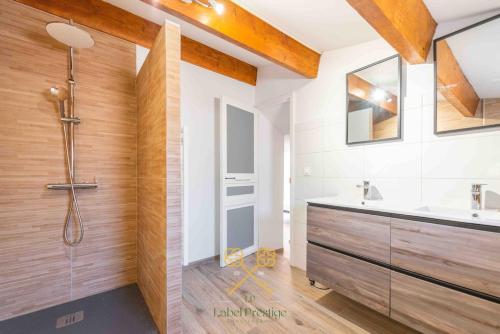 une salle de bain avec douche et lavabo dans l'établissement La Bastide du Vallon, à La Ciotat