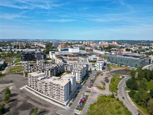 an aerial view of a city with buildings at New BNB Apartment In the Ostrava with parking option in Slezská Ostrava