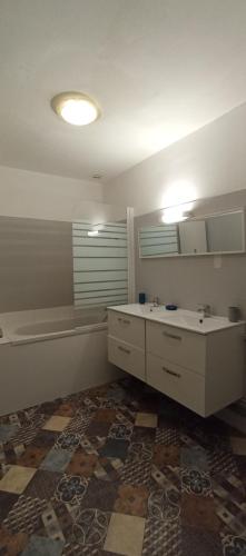 une salle de bain avec un lavabo et une baignoire dans l'établissement Darmaillacq, à Cholet