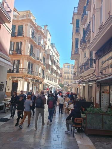 Small stylish room with comfortable queen-size bed in very large, beautifully decorated shared flat in the historic centre of Malaga
