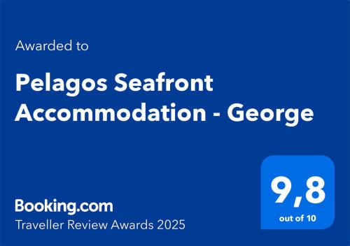 Certifikát, hodnocení, plakát nebo jiný dokument vystavený v ubytování Pelagos Seafront Accommodation - George
