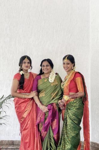 three women in saris posing for a picture at Gilead Holliday in Tāmarakulam
