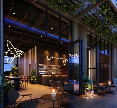 a rendering of a restaurant with tables and chairs at SIRO Boka Place in Tivat