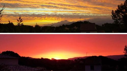 佩潘Le Soleil Levant - Villa familiale au coeur des sites incontournables的日落和日落两幅图片