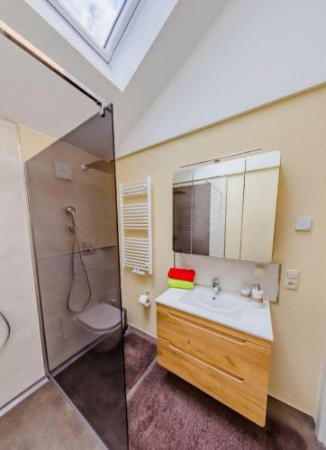 Ένα μπάνιο στο Ferienwohnung Luisenthal