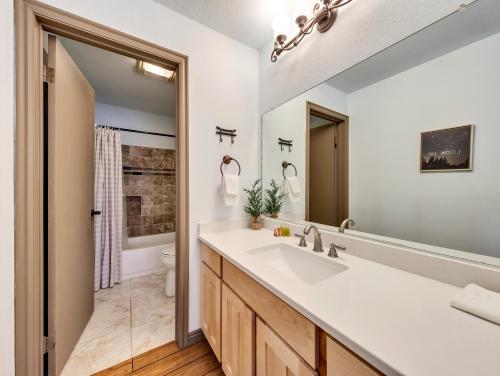 a bathroom with a sink and a toilet at Giant Steps 58 Ski in out in Brian Head