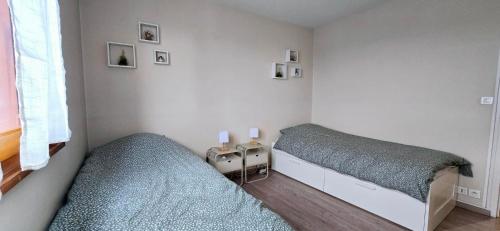 une chambre avec deux lits jumeaux et une fenêtre dans l'établissement L 'écrin, à Thonon-les-Bains