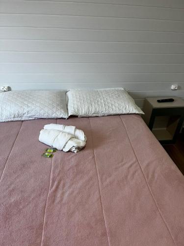 a bed with two pillows on top of it at POUSADA BLUE GARDEN in Lages