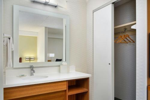 布尔里奇SpringHill Suites by Marriott Chicago Southwest at Burr Ridge Hinsdale的带水槽和镜子的浴室