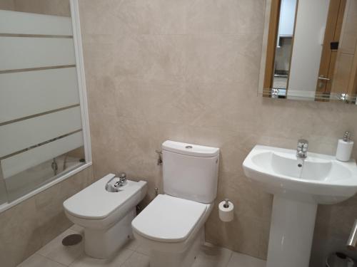 een badkamer met toilet en wastafel bij Apartamento Rimiño in Salvatierra de Miño